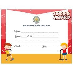 School Singing Award Certificate 8.5 × 11 (US Letter) | Use on Laser Printer
